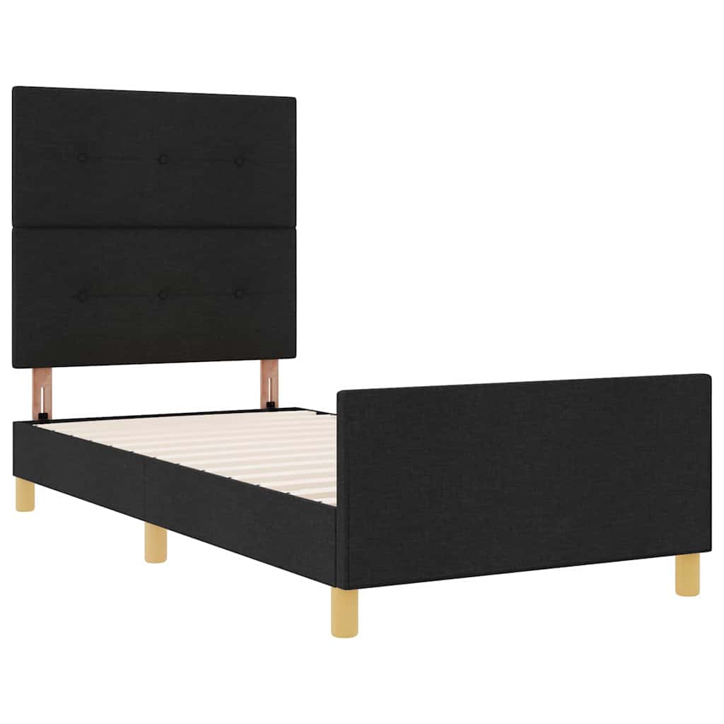 Struttura del letto con testiera Nero 90 x 200 cm Tessuto