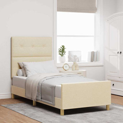 Struttura del letto con testiera Crema 90 x 200 cm Tessuto