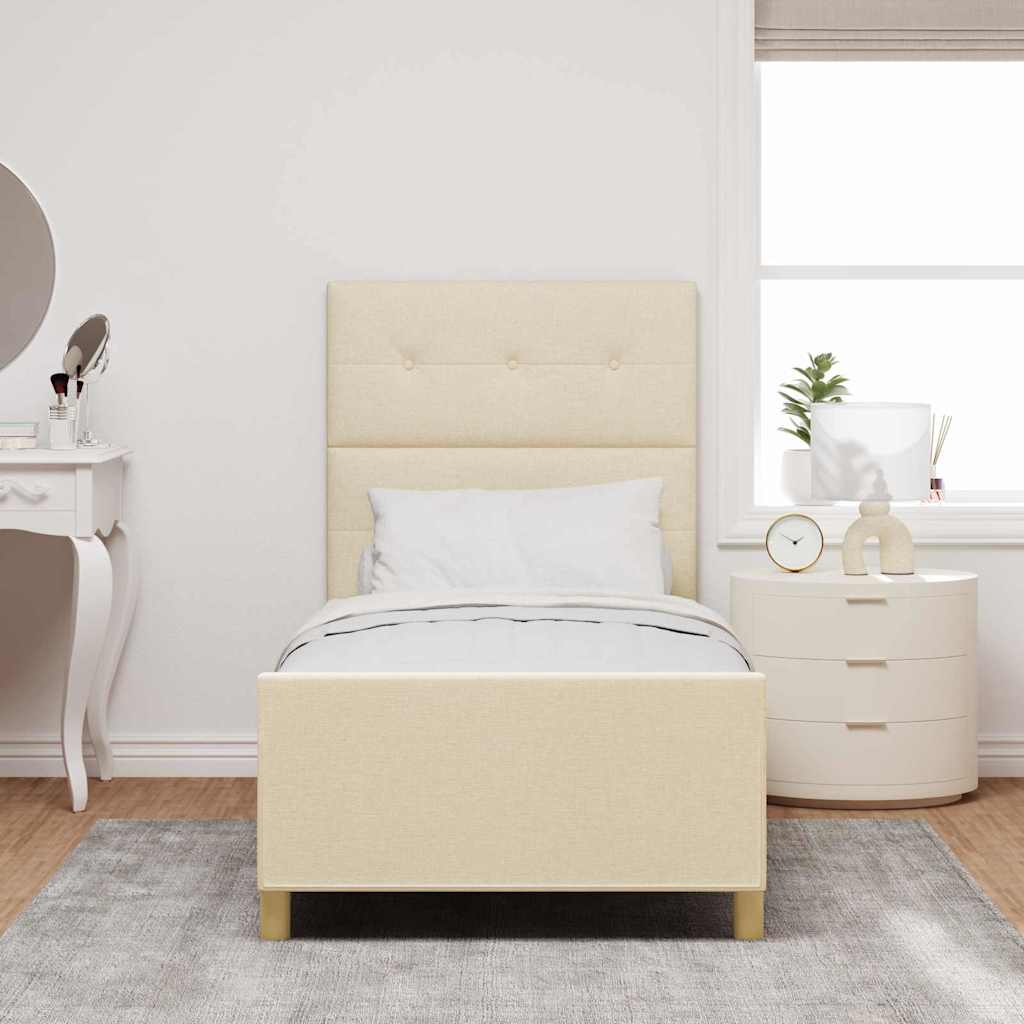 Struttura del letto con testiera Crema 90 x 200 cm Tessuto