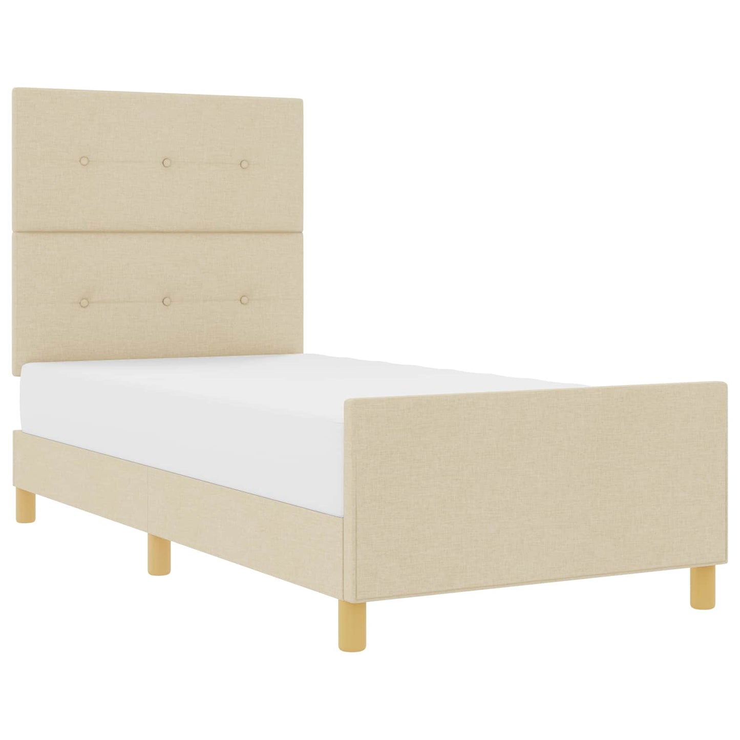 Struttura del letto con testiera Crema 90 x 200 cm Tessuto