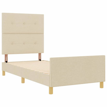 Struttura del letto con testiera Crema 90 x 200 cm Tessuto