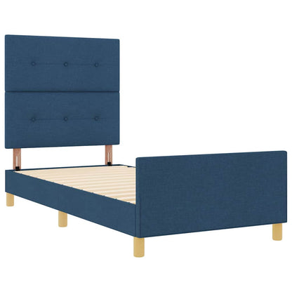 Struttura del letto con testiera Blu 90 x 200 cm Tessuto