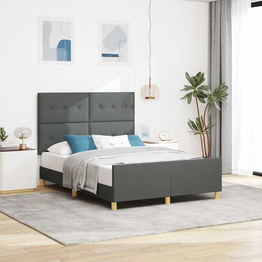 Struttura del letto Grigio scuro 140 x 190 cm Tessuto