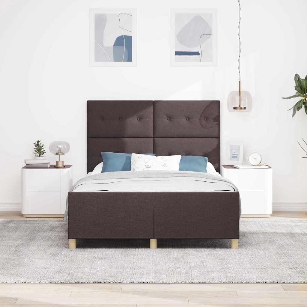 Struttura del letto Marrone Scuro 140 x 190 cm Tessuto