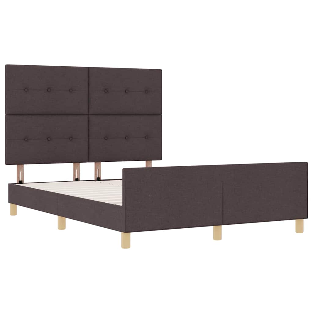 Struttura del letto Marrone Scuro 140 x 190 cm Tessuto