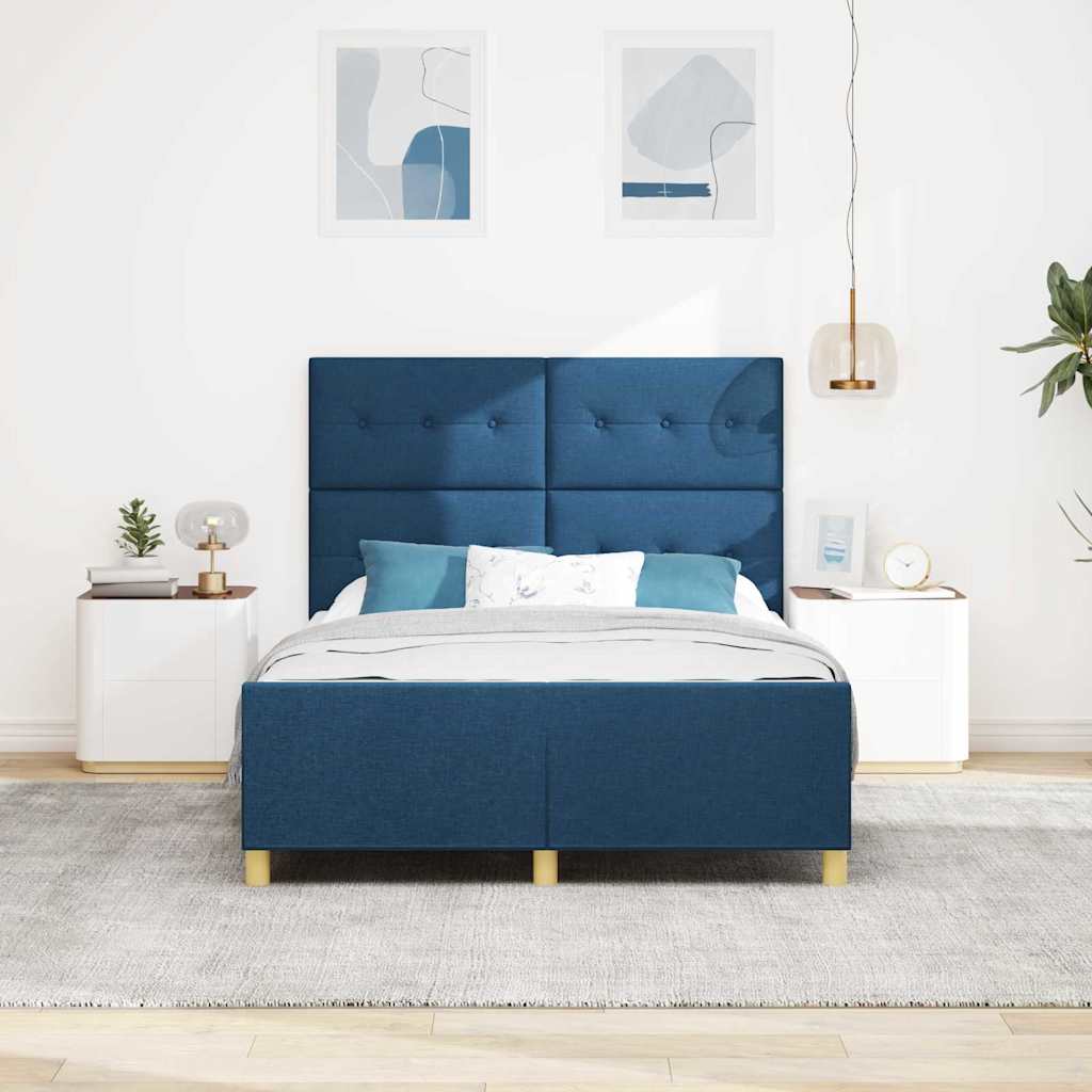 Struttura del letto con testiera Blu 140 x 190 cm Tessuto