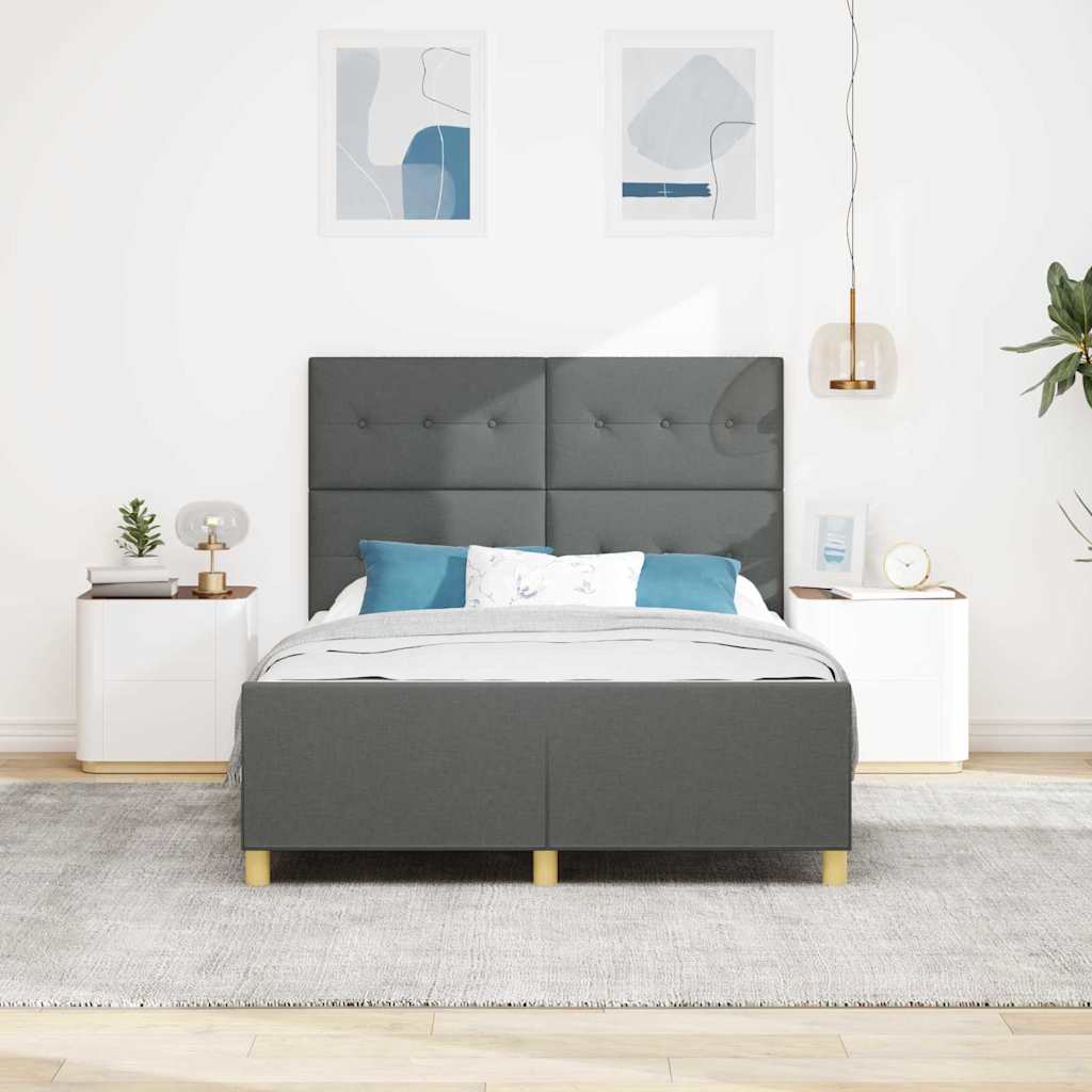 Struttura del letto Grigio scuro 140 x 200 cm Tessuto