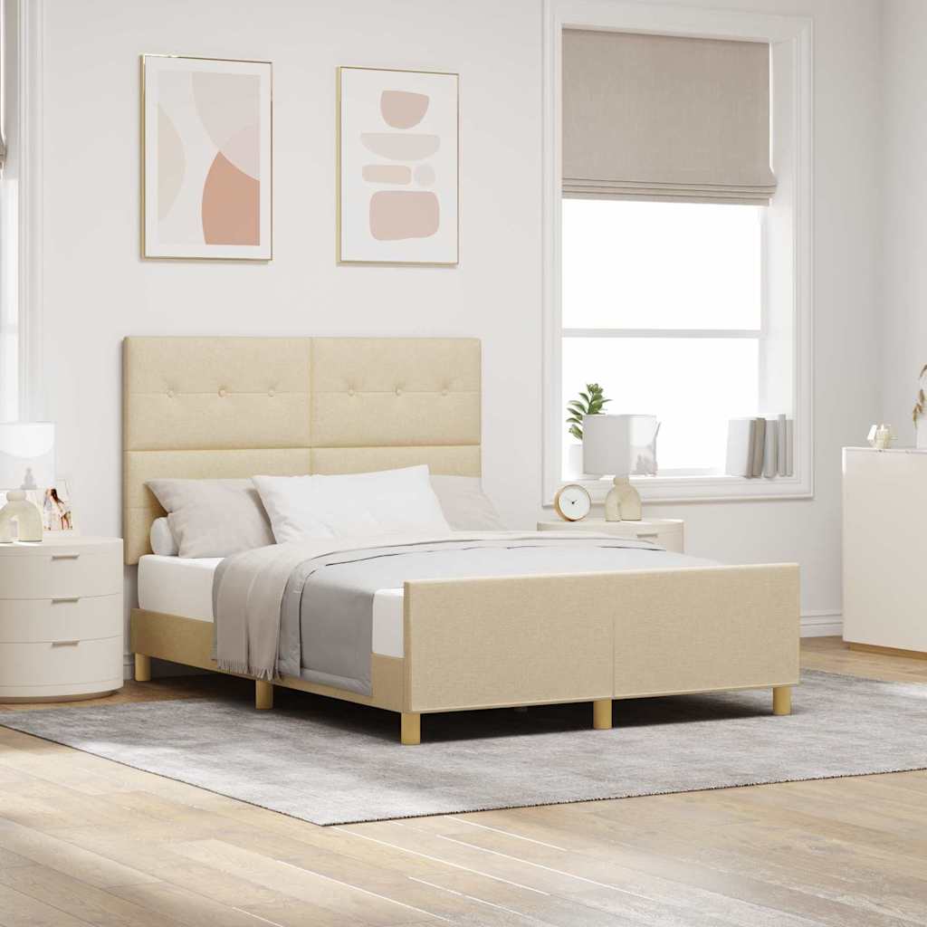 Struttura del letto con testiera Crema 140 x 200 cm Tessuto