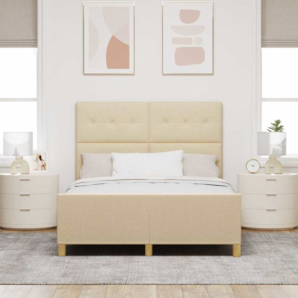 Struttura del letto con testiera Crema 140 x 200 cm Tessuto