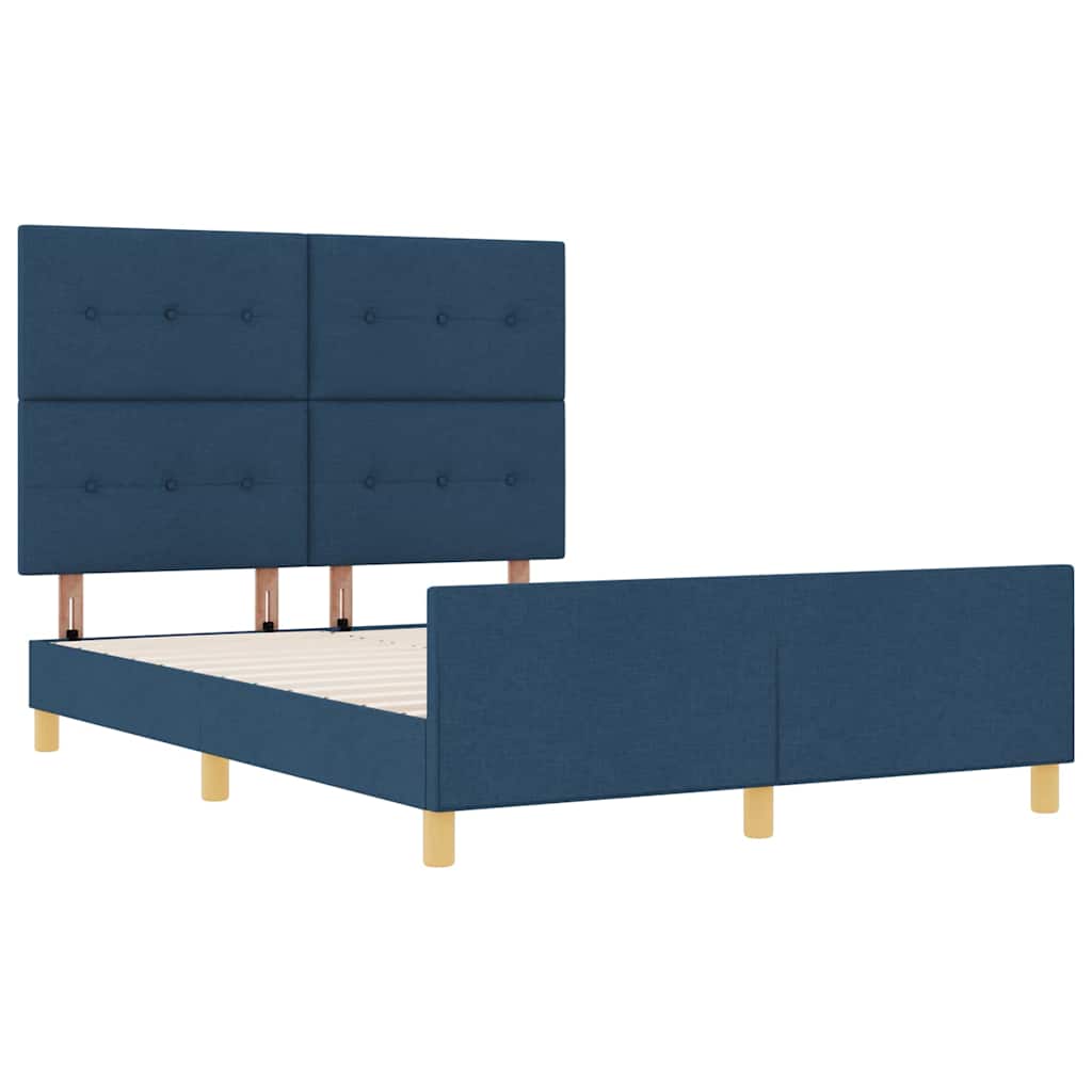 Struttura del letto con testiera Blu 140 x 200 cm Tessuto