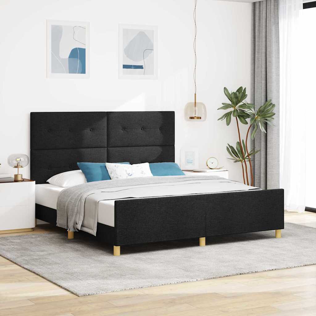 Struttura del letto con testiera Nero 180 x 200 cm Tessuto