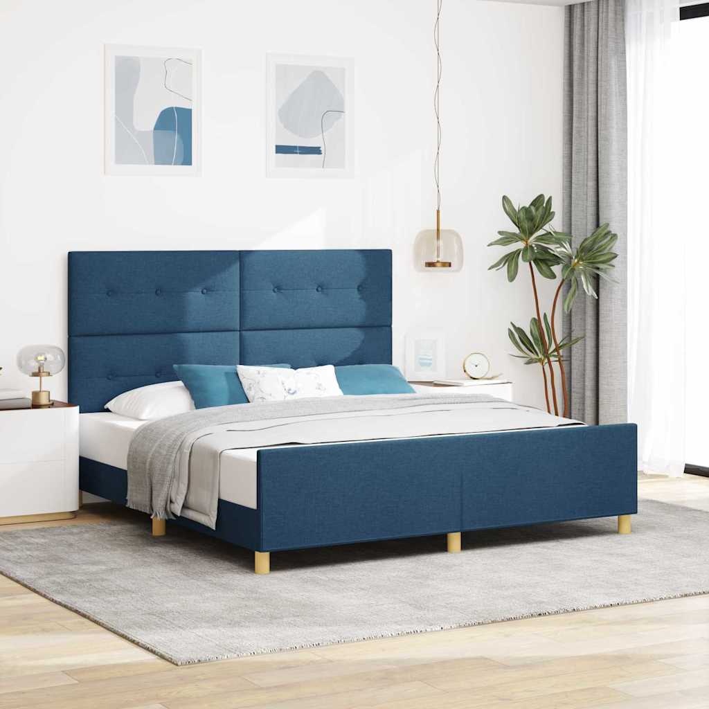 Struttura del letto con testiera Blu 180 x 200 cm Tessuto
