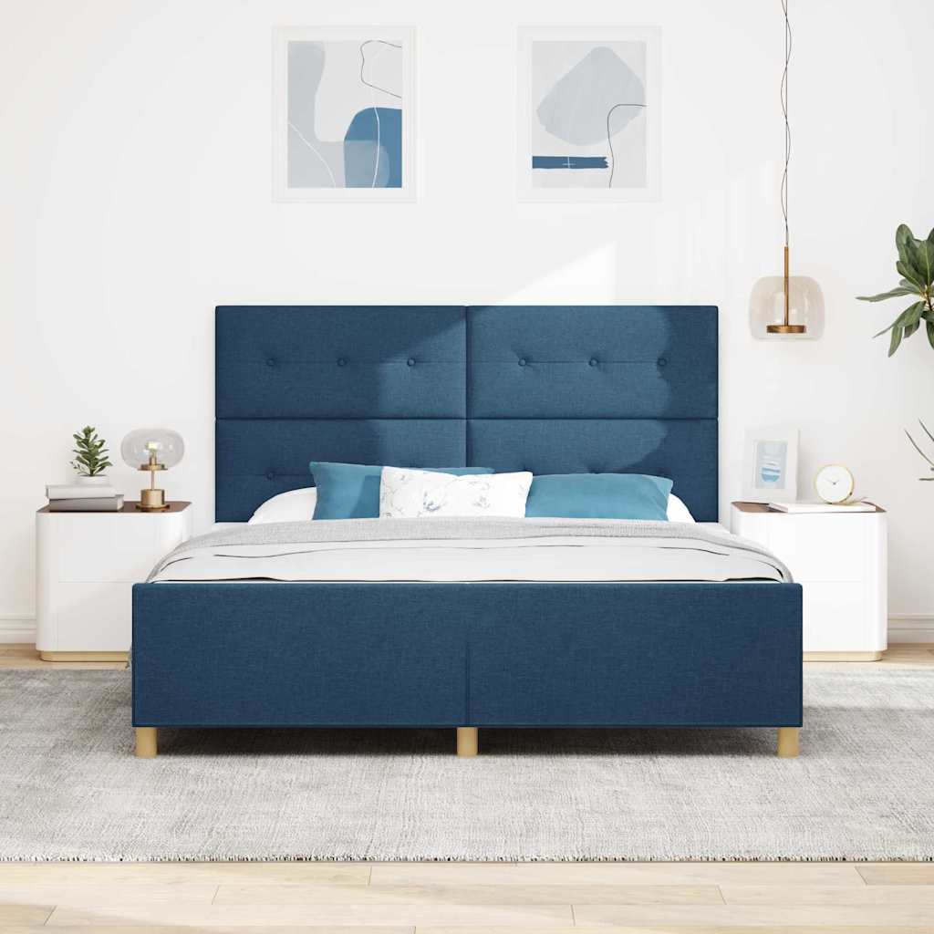 Struttura del letto con testiera Blu 180 x 200 cm Tessuto