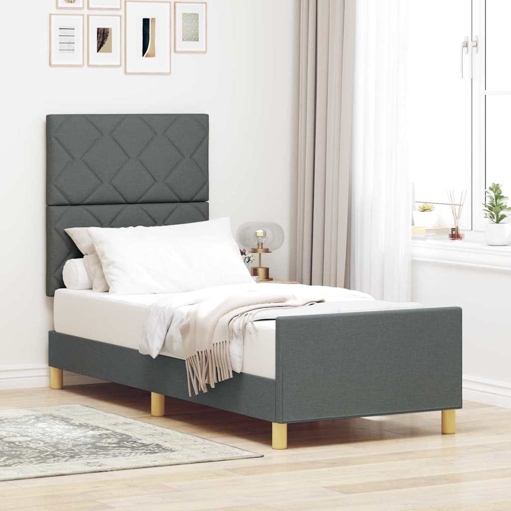Struttura del letto Grigio scuro 80 x 200 cm Tessuto