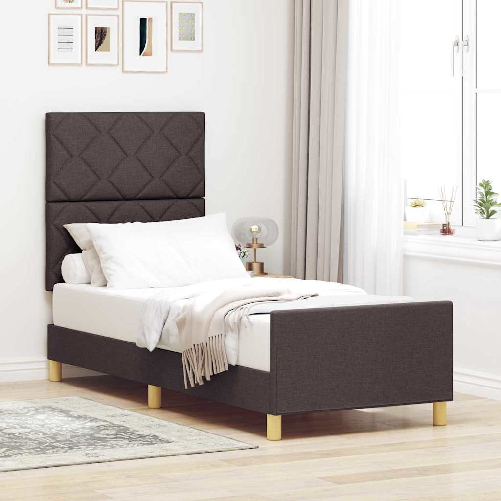 Struttura del letto Marrone Scuro 80 x 200 cm Tessuto