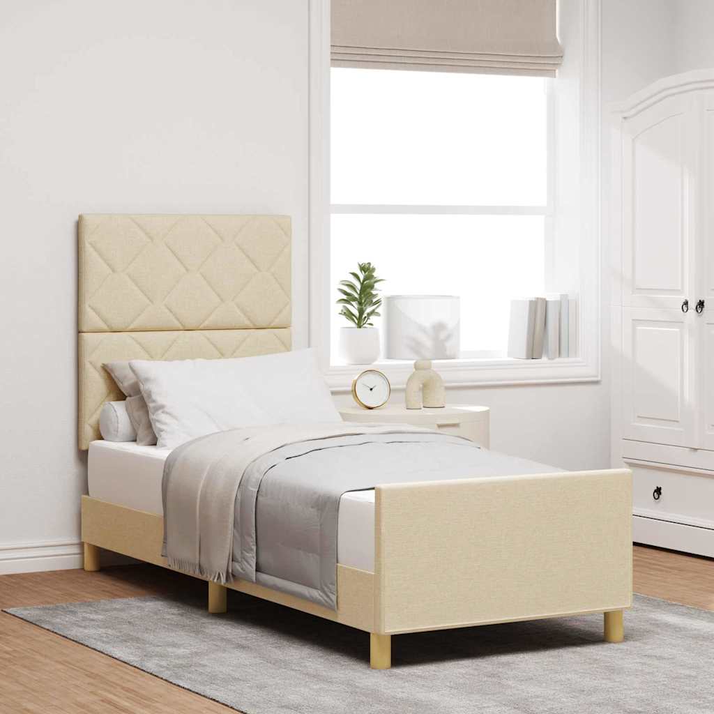 Struttura del letto con testiera Crema 80 x 200 cm Tessuto