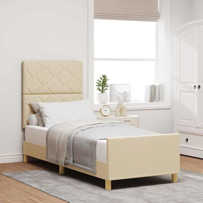 Struttura del letto con testiera Crema 80 x 200 cm Tessuto