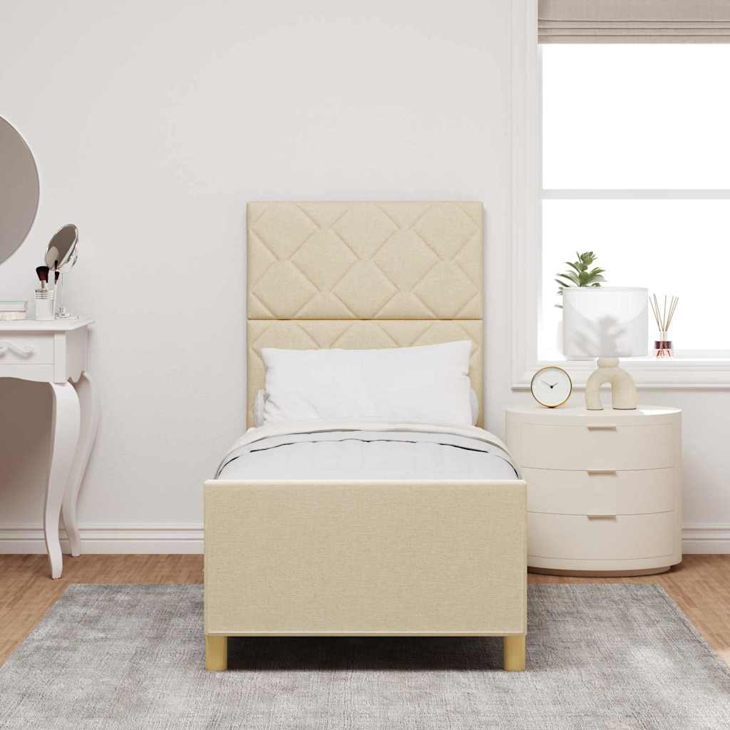 Struttura del letto con testiera Crema 80 x 200 cm Tessuto
