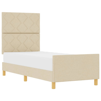 Struttura del letto con testiera Crema 80 x 200 cm Tessuto