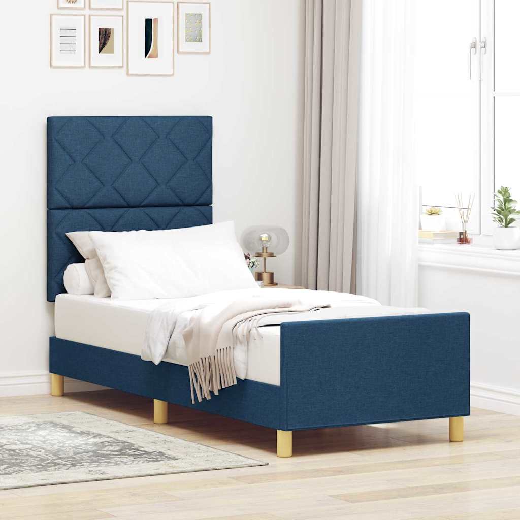 Struttura del letto con testiera Blu 80 x 200 cm Tessuto