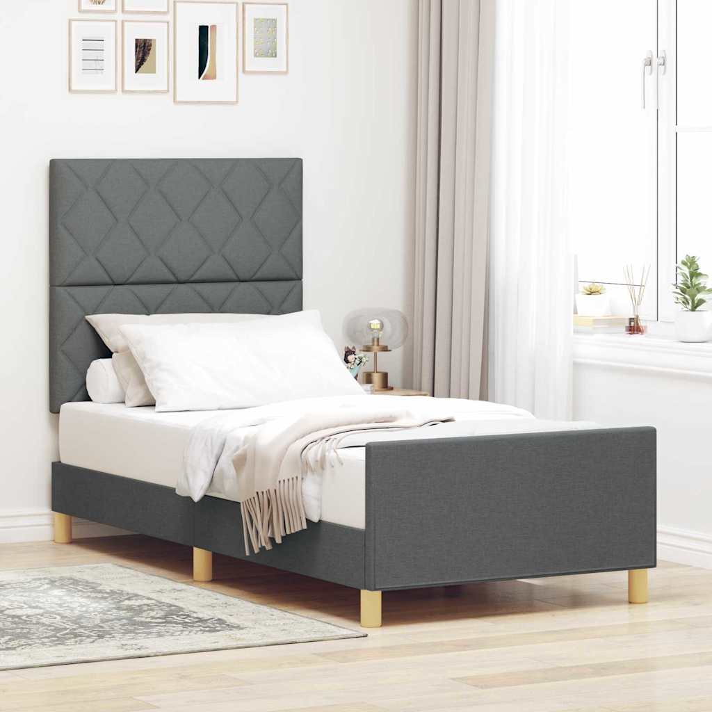 Struttura del letto Grigio scuro 100 x 200 cm Tessuto