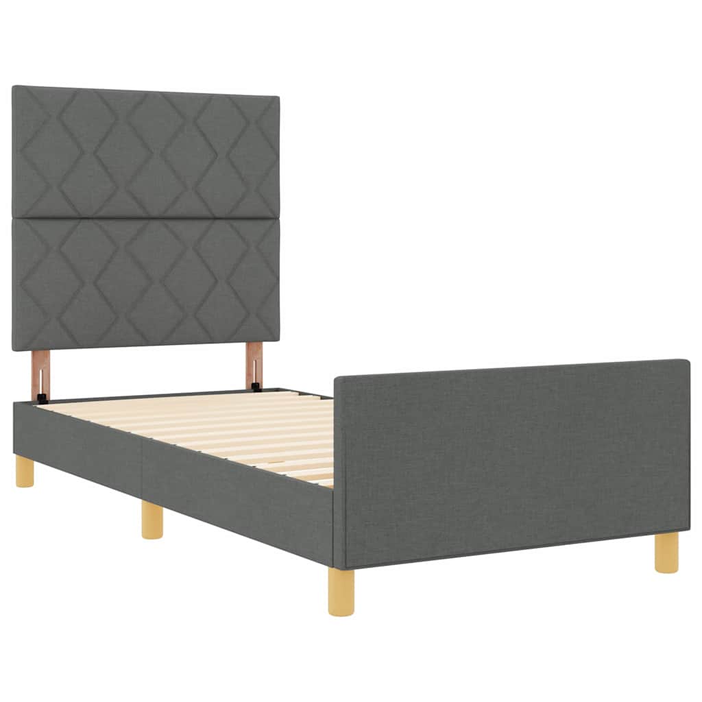 Struttura del letto Grigio scuro 100 x 200 cm Tessuto