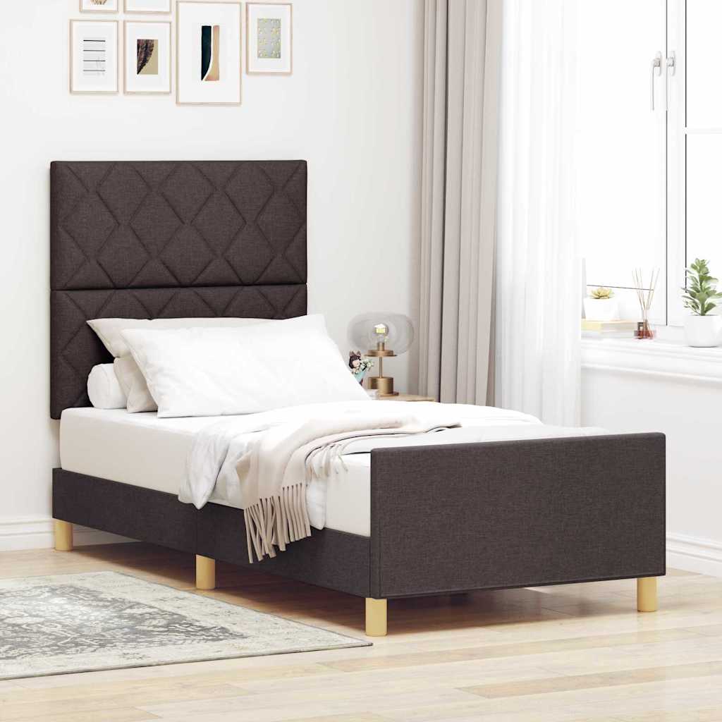 Struttura del letto Marrone Scuro 100 x 200 cm Tessuto