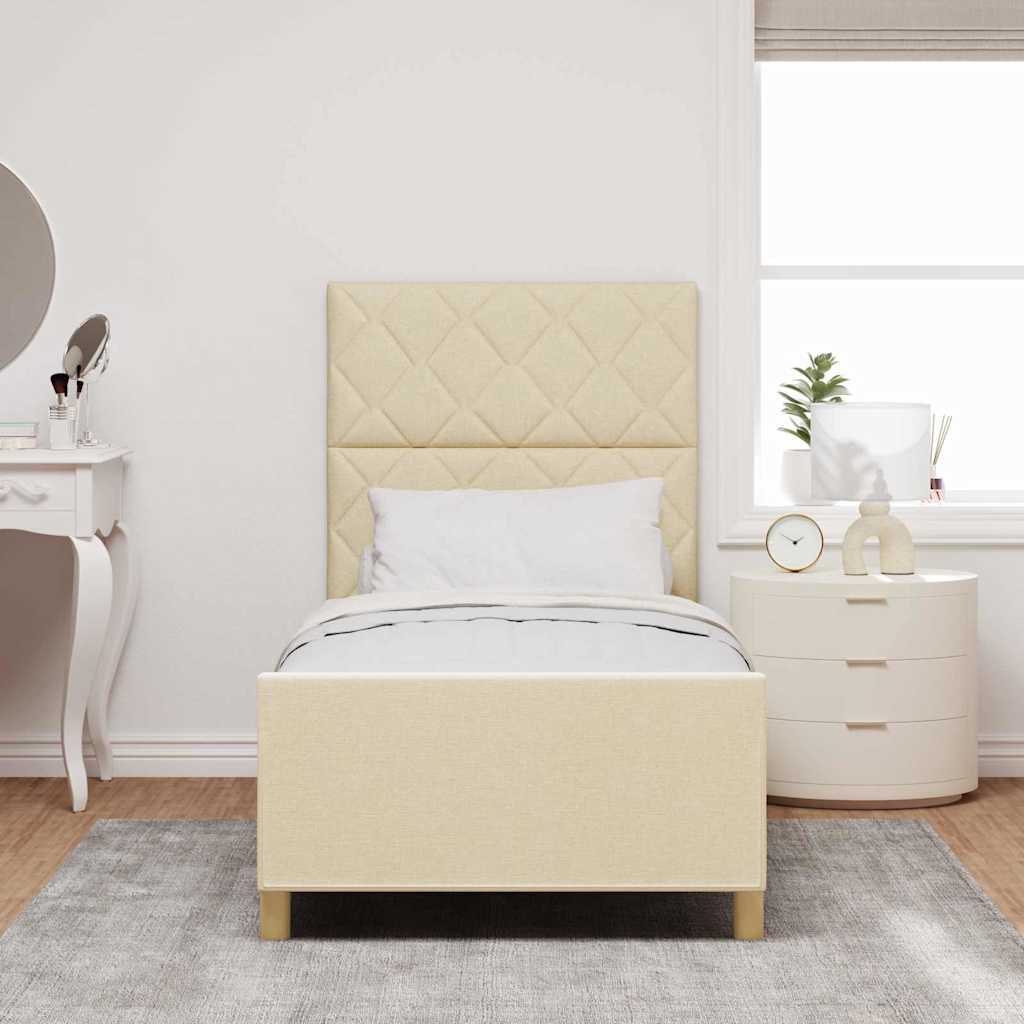 Struttura del letto con testiera Crema 100 x 200 cm Tessuto