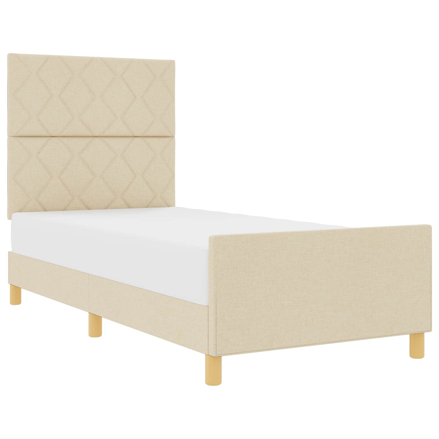 Struttura del letto con testiera Crema 100 x 200 cm Tessuto