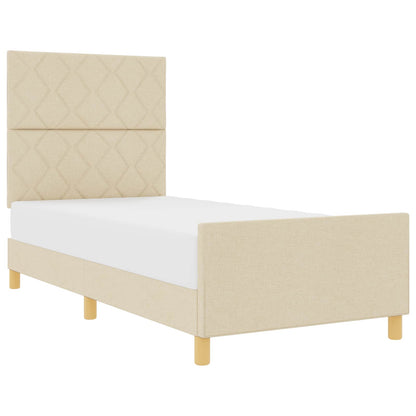 Struttura del letto con testiera Crema 100 x 200 cm Tessuto