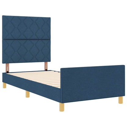 Struttura del letto con testiera Blu 100 x 200 cm Tessuto