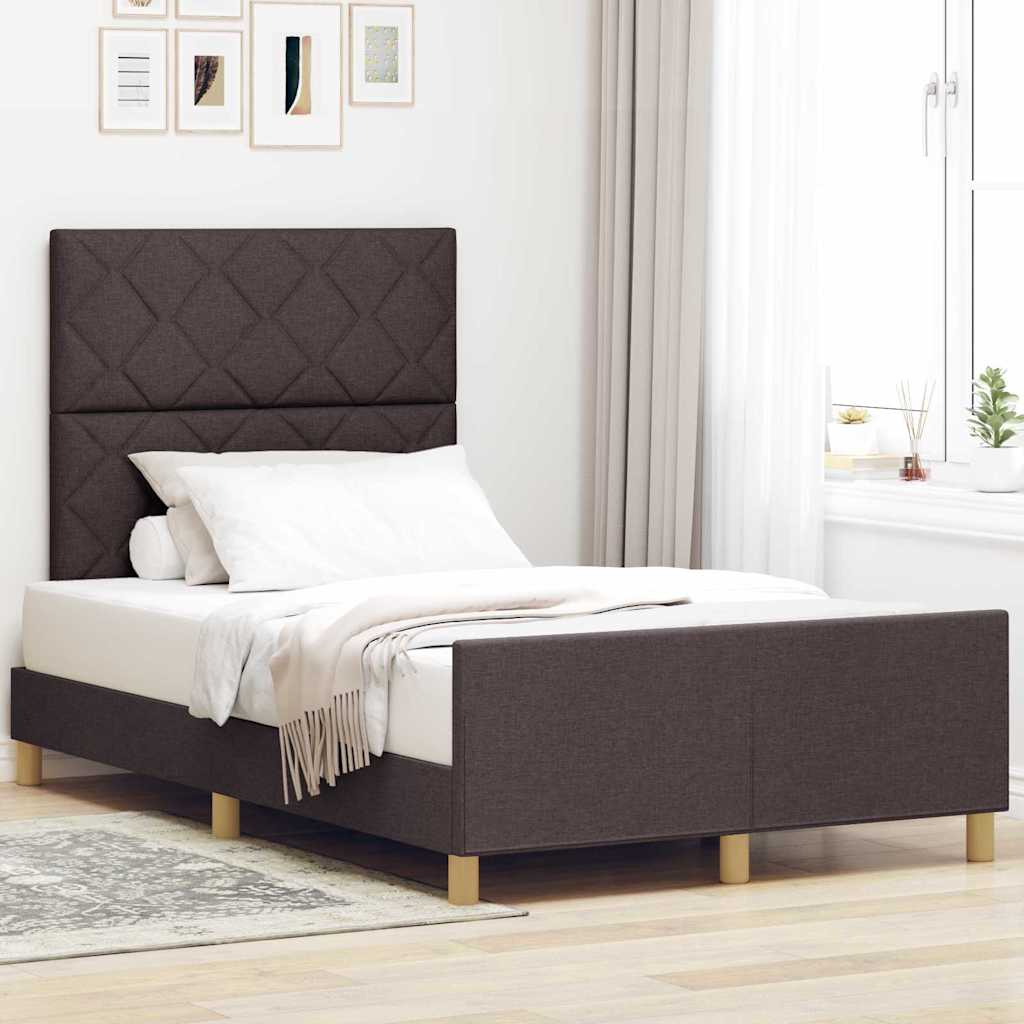 Struttura del letto Marrone Scuro 120 x 190 cm Tessuto