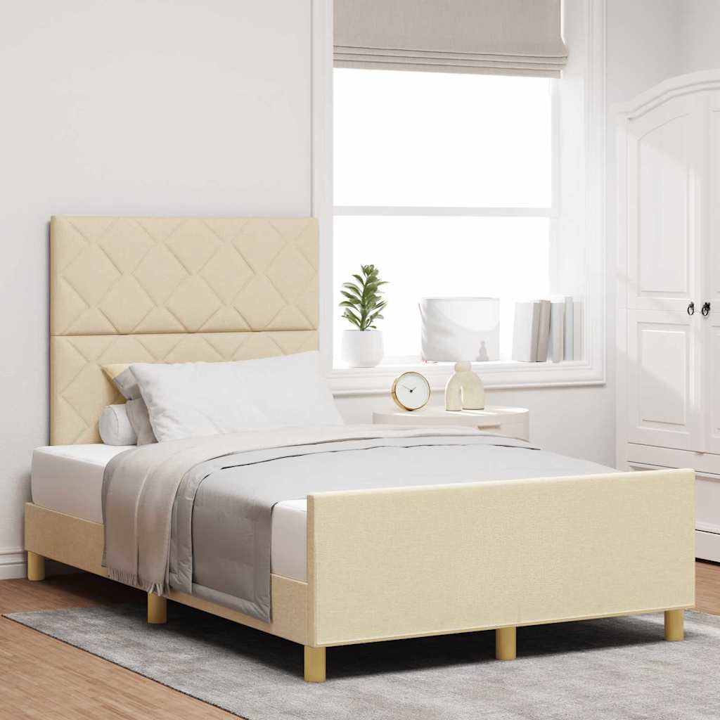 Struttura del letto con testiera Crema 120 x 190 cm Tessuto