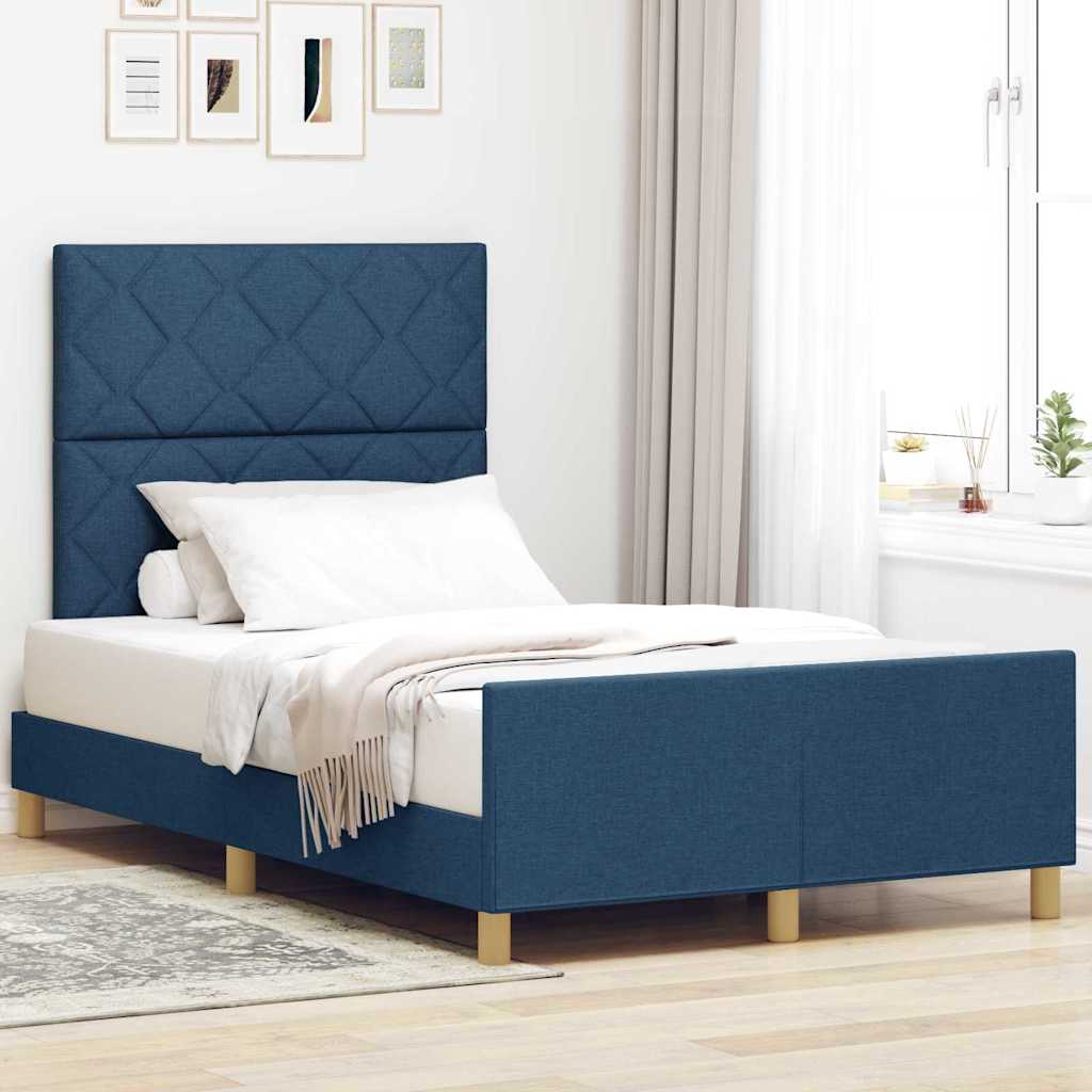 Struttura del letto con testiera Blu 120 x 190 cm Tessuto
