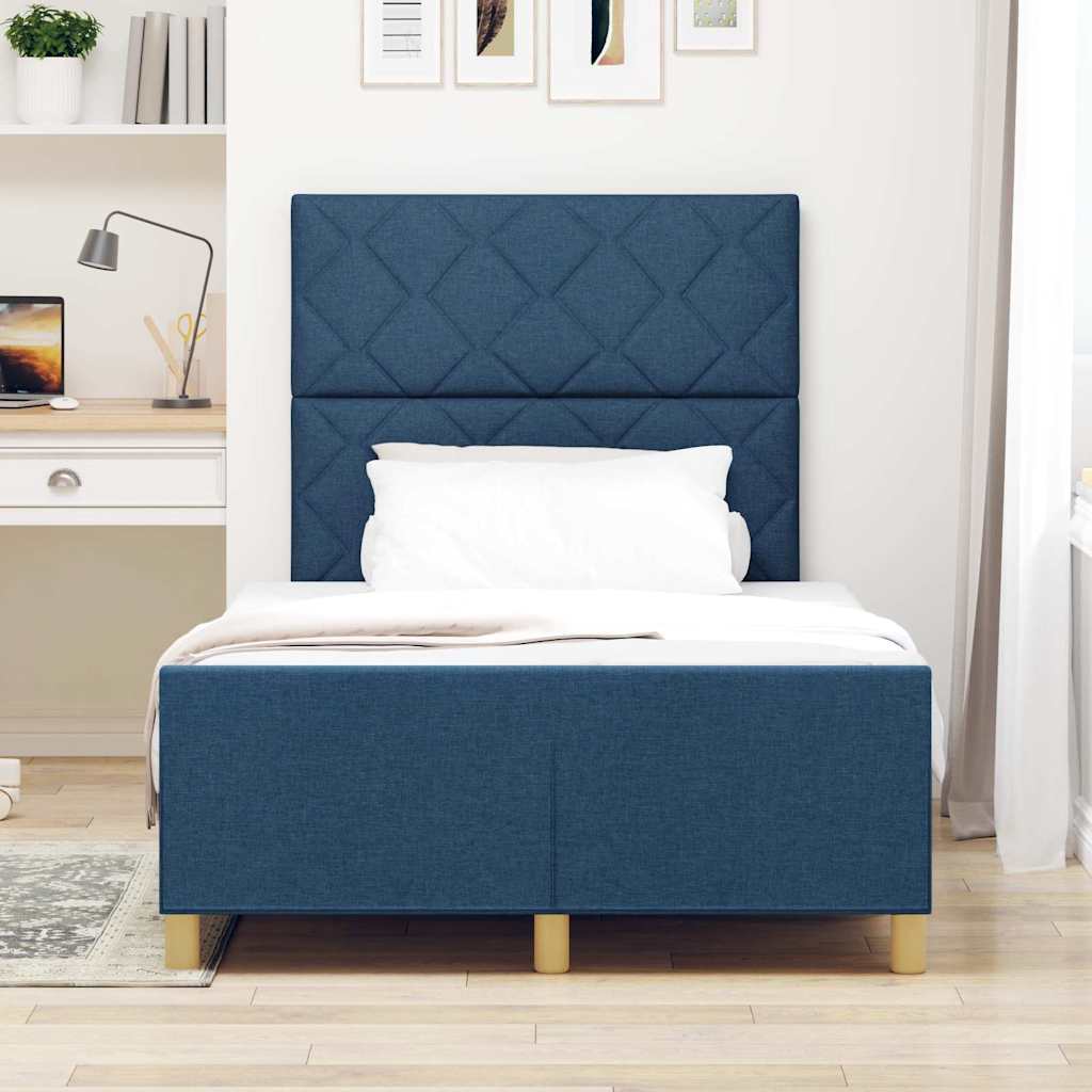Struttura del letto con testiera Blu 120 x 190 cm Tessuto
