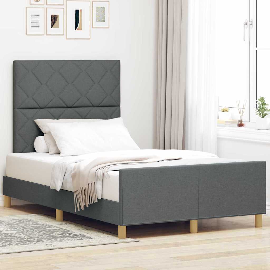 Struttura del letto Grigio scuro 120 x 200 cm Tessuto