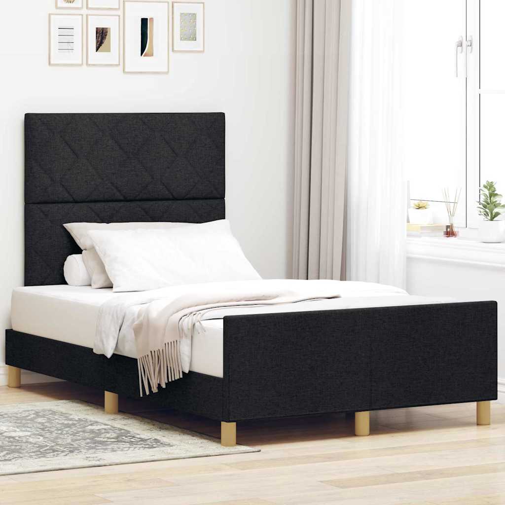 Struttura del letto con testiera Nero 120 x 200 cm Tessuto