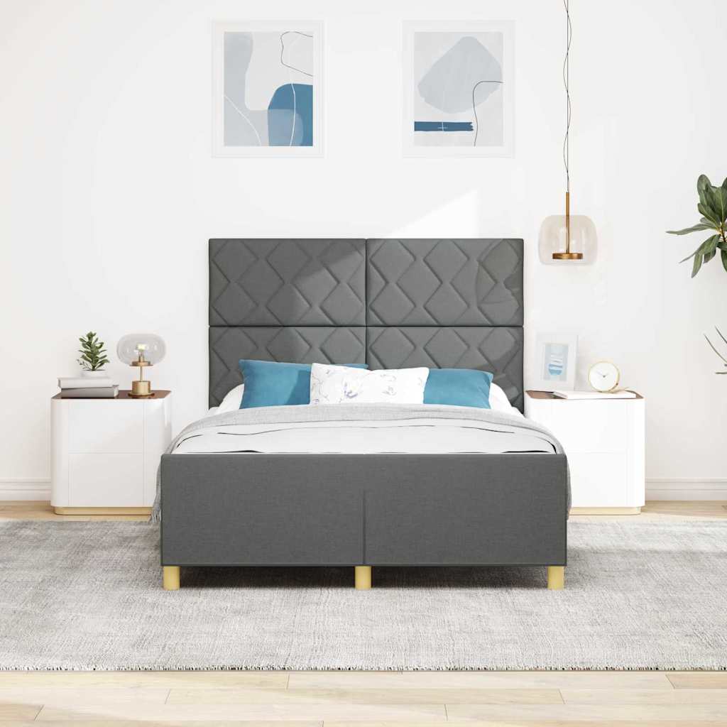 Struttura del letto Grigio scuro 160 x 200 cm Tessuto