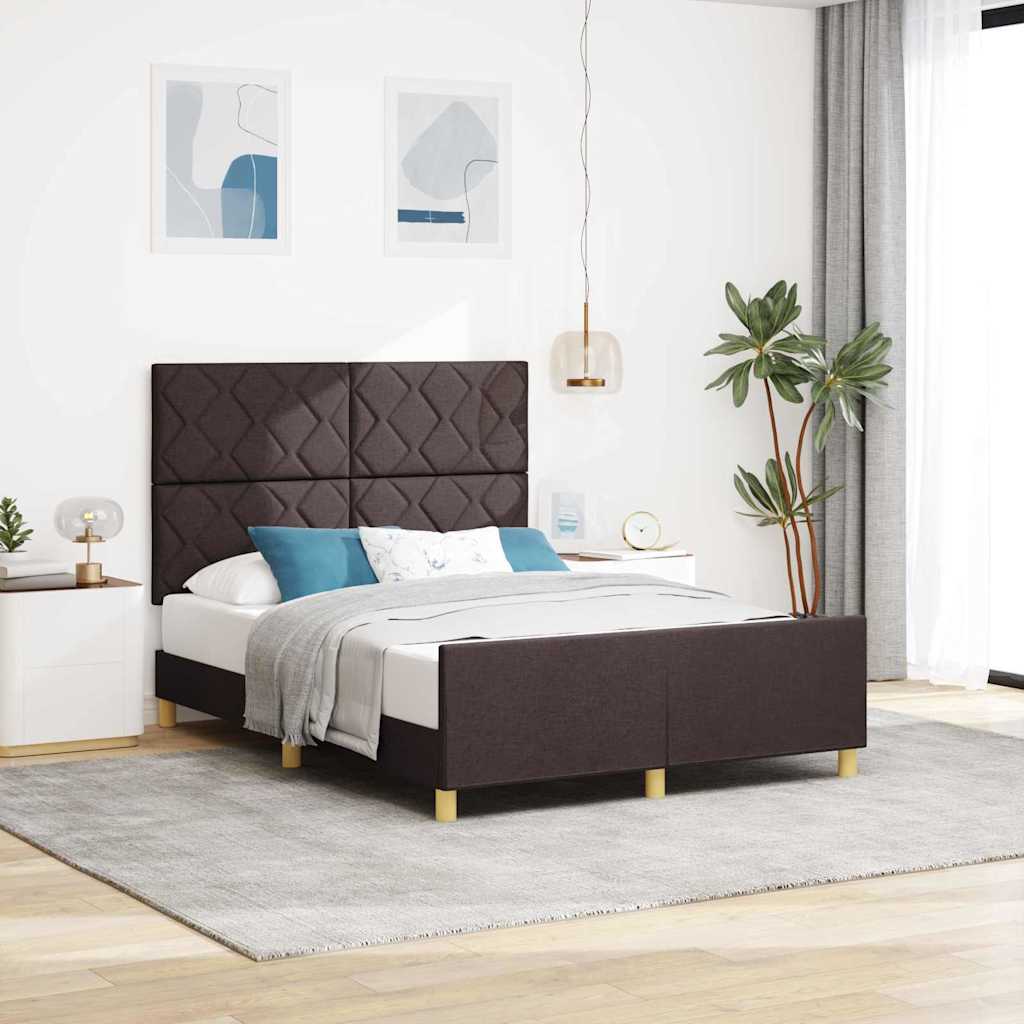 Struttura del letto Marrone Scuro 160 x 200 cm Tessuto