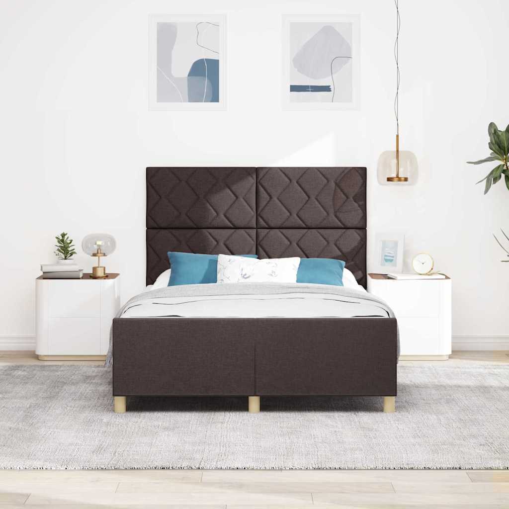 Struttura del letto Marrone Scuro 160 x 200 cm Tessuto
