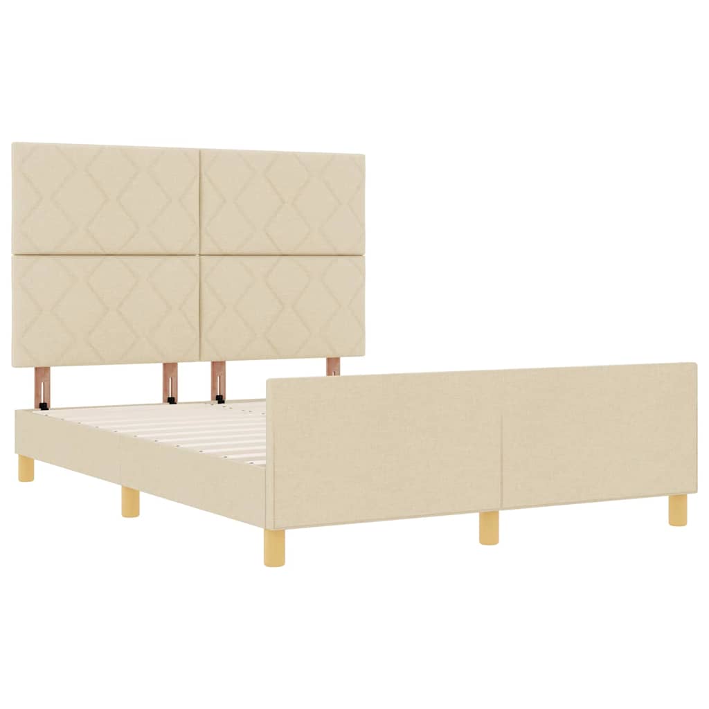 Struttura del letto con testiera Crema 160 x 200 cm Tessuto