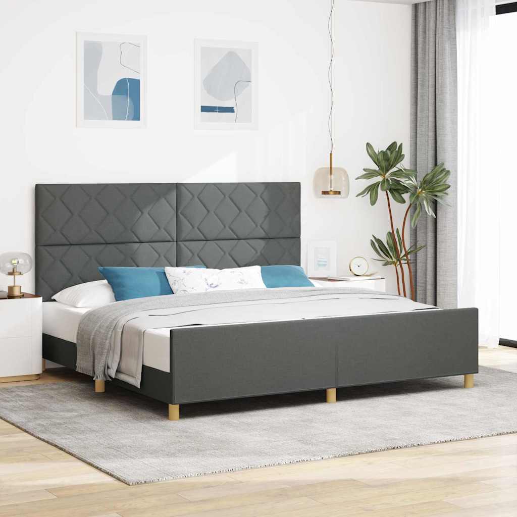 Struttura del letto Grigio scuro 200 x 200 cm Tessuto