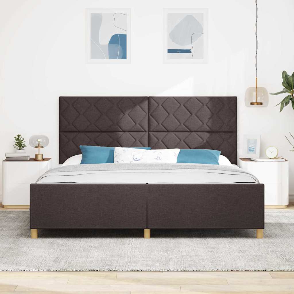Struttura del letto Marrone Scuro 200 x 200 cm Tessuto