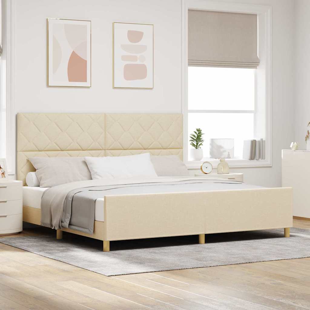 Struttura del letto con testiera Crema 200 x 200 cm Tessuto