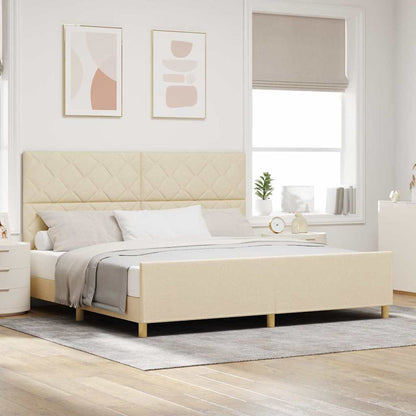 Struttura del letto con testiera Crema 200 x 200 cm Tessuto