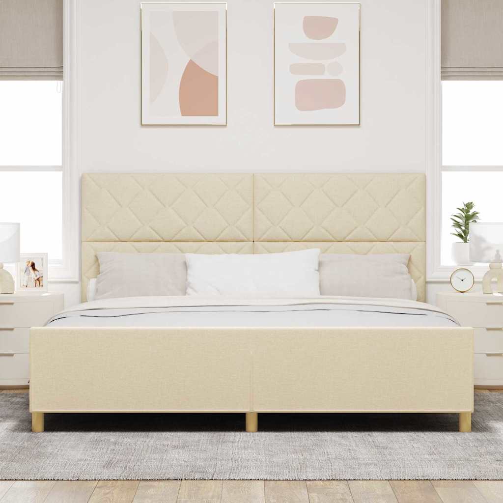 Struttura del letto con testiera Crema 200 x 200 cm Tessuto
