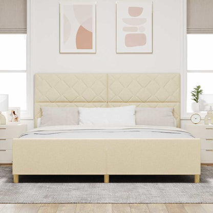 Struttura del letto con testiera Crema 200 x 200 cm Tessuto
