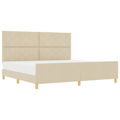 Struttura del letto con testiera Crema 200 x 200 cm Tessuto