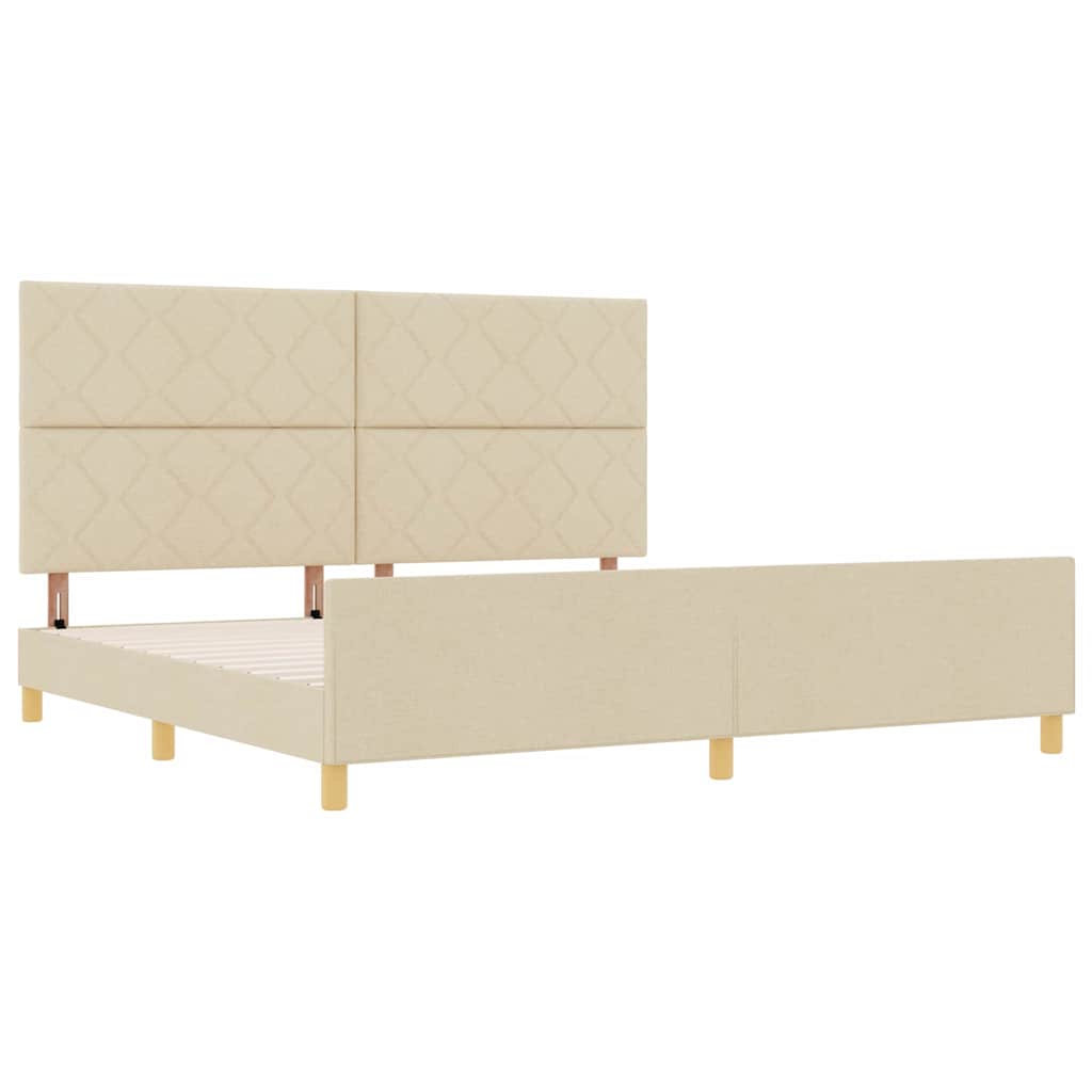 Struttura del letto con testiera Crema 200 x 200 cm Tessuto