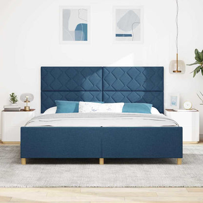 Struttura del letto con testiera Blu 200 x 200 cm Tessuto